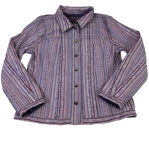 Women's Embroidered Jacket Reversible‎ Size Large Button Western Granny Purple